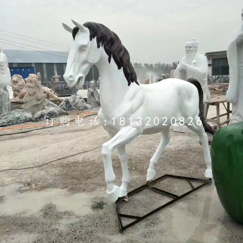 玻璃鋼白馬雕塑，動(dòng)物雕塑