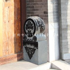 門(mén)墩石雕，青石抱鼓石