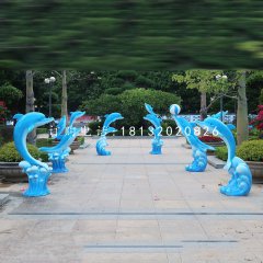 玻璃鋼海豚雕塑，動物擺件
