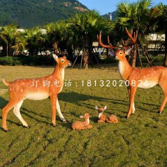 仿真梅花鹿擺件，玻璃鋼景觀動物擺件