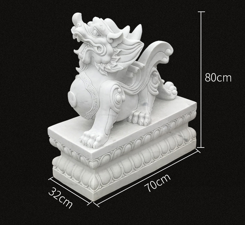 漢白玉貔貅，招財(cái)石雕