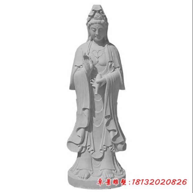 灑水觀音石雕，漢白玉觀音菩薩[1]