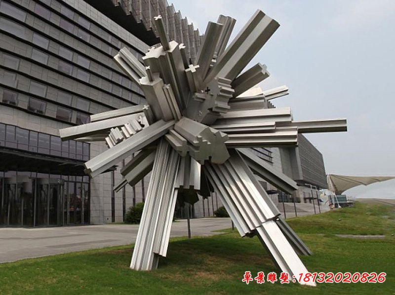 創(chuàng)意抽象條形公園景觀雕塑，不銹鋼雕塑 (2)
