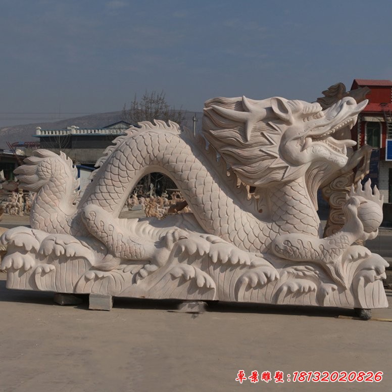 大理石龍戲珠雕塑廣場景觀動(dòng)物石雕