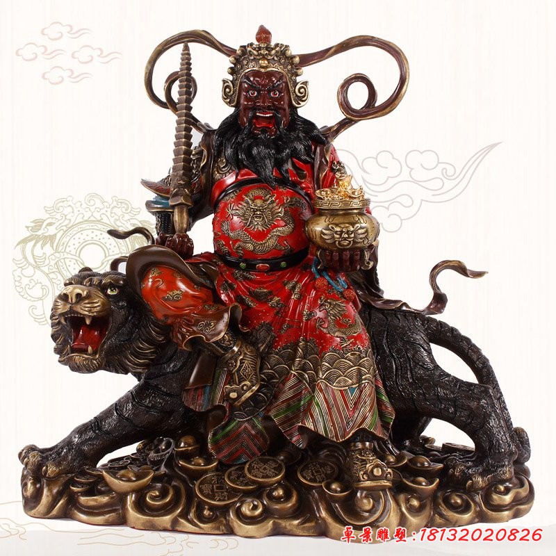 玻璃鋼武財神趙公明雕塑，玻璃鋼仿銅神像雕塑 (2)[1][1]