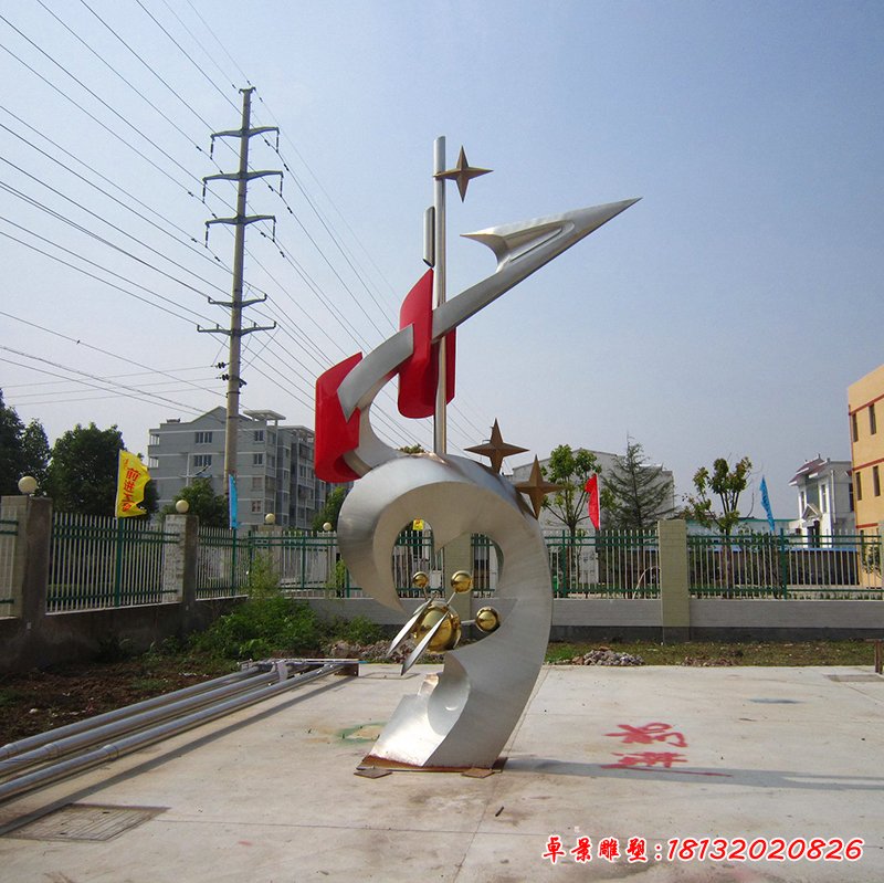 不銹鋼學(xué)校雕塑，學(xué)校科技雕塑校園雕塑
