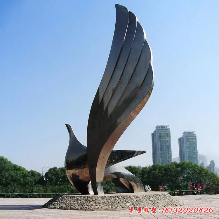 不銹鋼抽象翅膀雕塑，廣場不銹鋼抽象雕塑 (3)