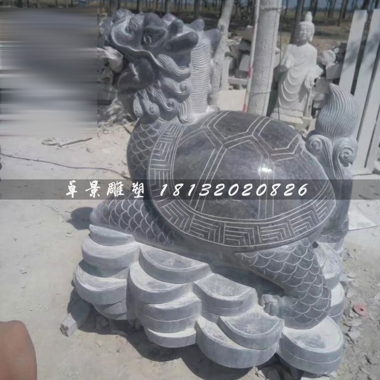 招財龍龜?shù)袼?，石雕龍?