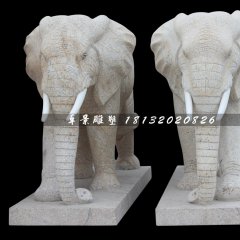 大象石雕，大理石大象雕塑