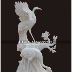 丹頂鶴石雕，漢白玉仙鶴
