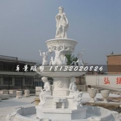 漢白玉噴泉雕塑，人物噴泉石雕