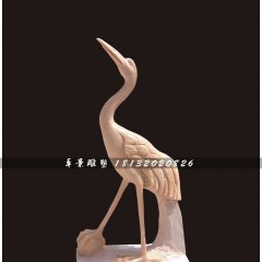 仙鶴石雕，晚霞紅仙鶴雕塑，公園動(dòng)物雕塑