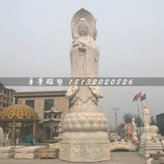 三面觀音石雕佛像，石頭觀音菩薩雕塑