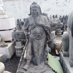 關公讀書石雕，青石關公雕塑
