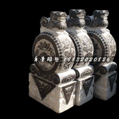 石雕門鼓，青石門墩雕塑