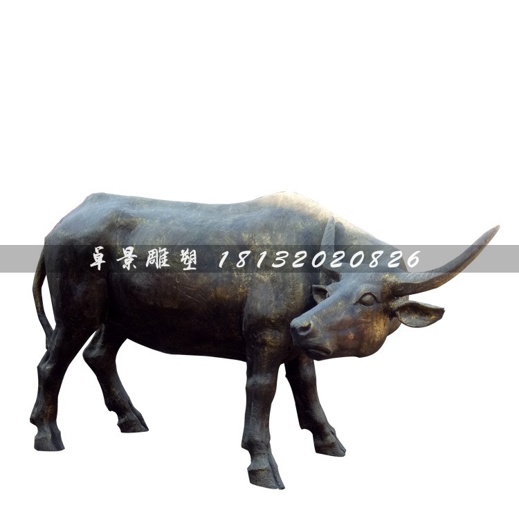 玻璃鋼仿銅牛，玻璃鋼金牛雕塑