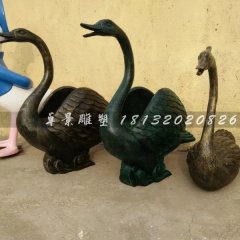 玻璃鋼天鵝雕塑，仿銅天鵝雕塑