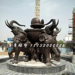 大象銅雕，公園大象噴泉雕塑