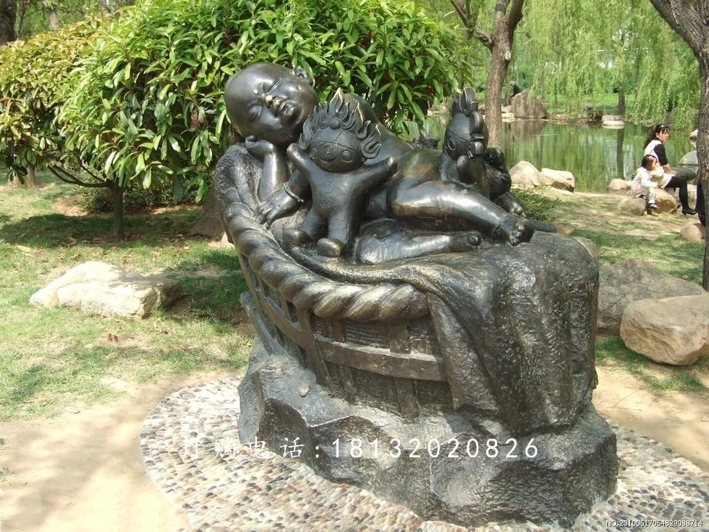 嬰兒睡覺銅雕，廣場人物銅雕