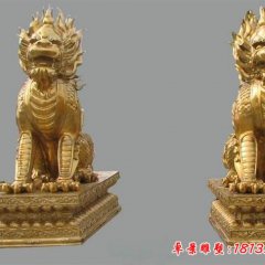 銅雕麒麟，鑄銅麒麟雕塑