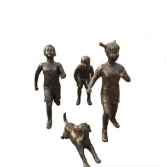 小孩玩耍銅雕，公園小品銅雕