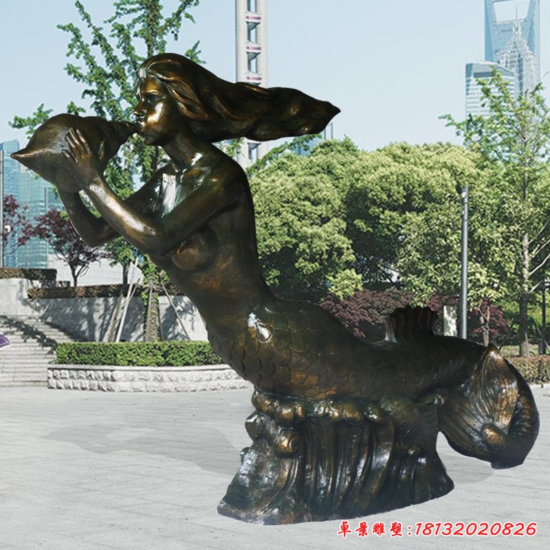 美人魚銅雕，海邊景觀銅雕