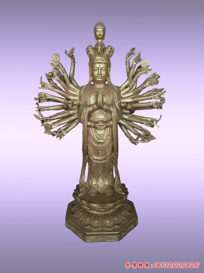千手觀音銅雕，大型立式銅佛像