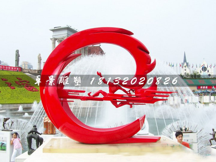 夸父追日雕塑，廣場(chǎng)不銹鋼雕塑