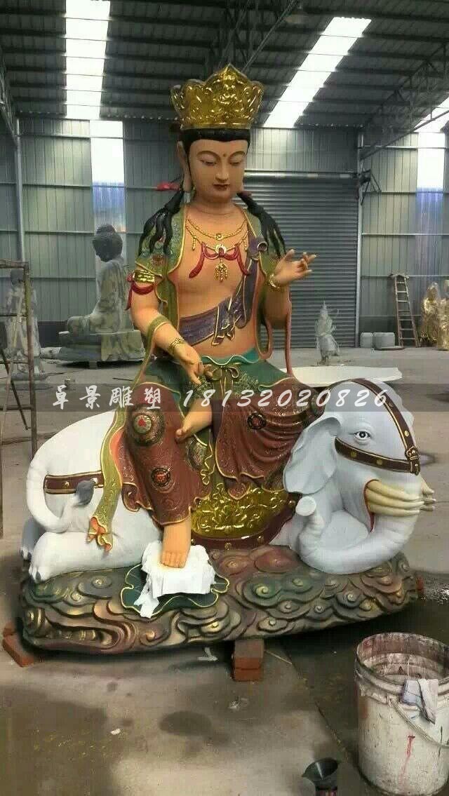 玻璃鋼普賢菩薩雕塑，玻璃鋼彩繪佛像