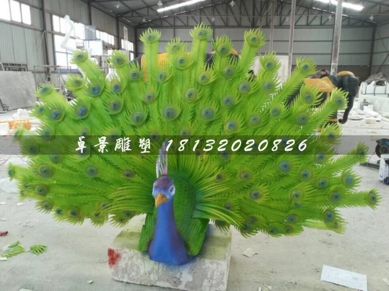 玻璃鋼孔雀雕塑，仿真孔雀雕塑