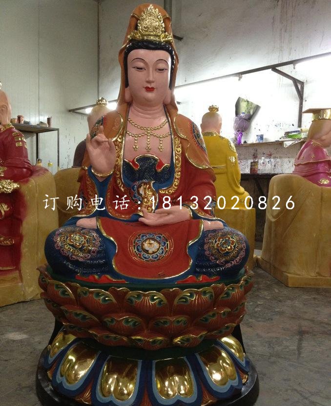 玻璃鋼觀音菩薩雕塑，玻璃鋼彩繪觀音雕塑