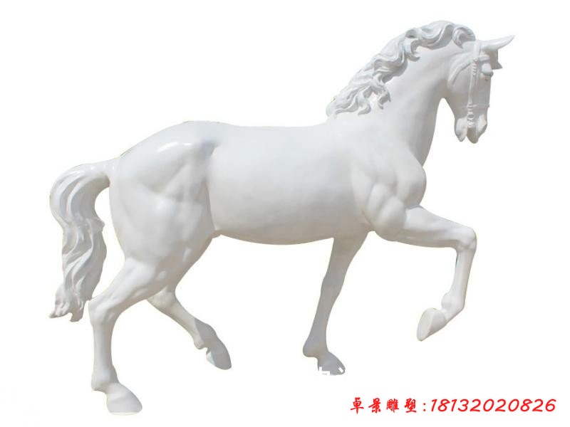 玻璃鋼白馬雕塑，玻璃鋼動物雕塑