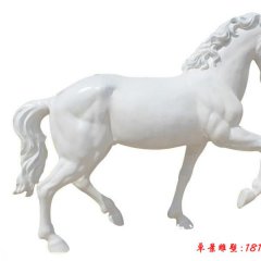 玻璃鋼白馬雕塑，玻璃鋼動(dòng)物雕塑