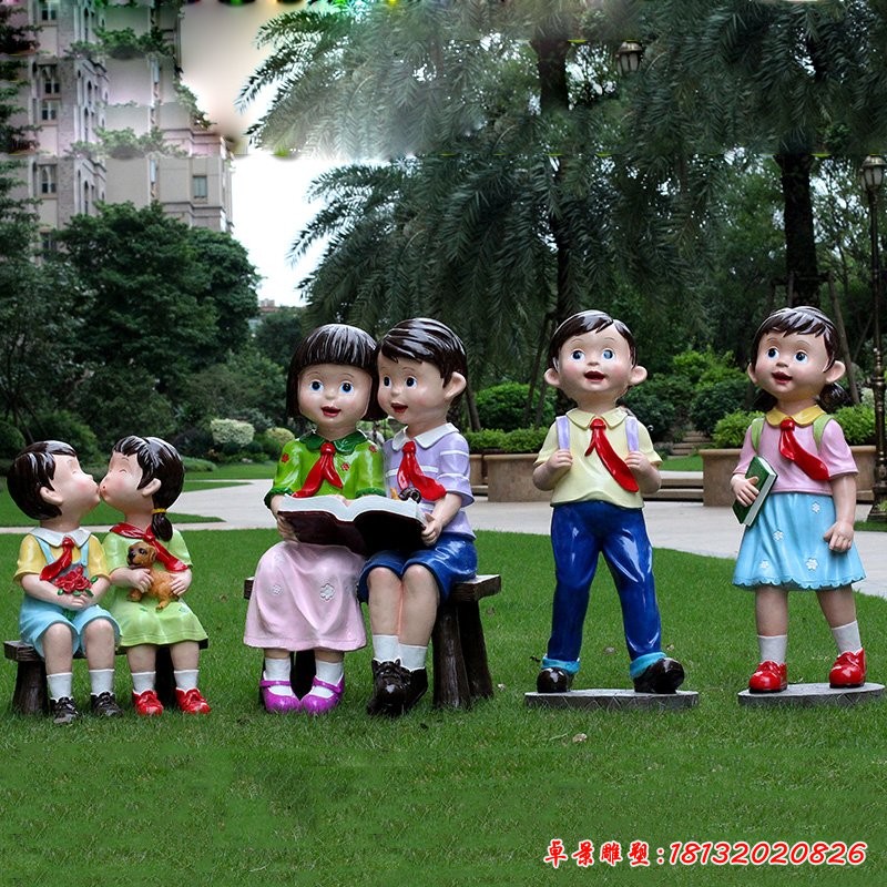玻璃鋼小學(xué)生雕塑，玻璃鋼人物雕塑