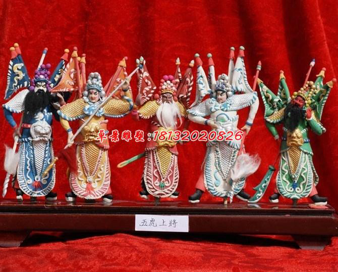 玻璃鋼五虎上將雕塑，玻璃鋼戲劇人物雕塑