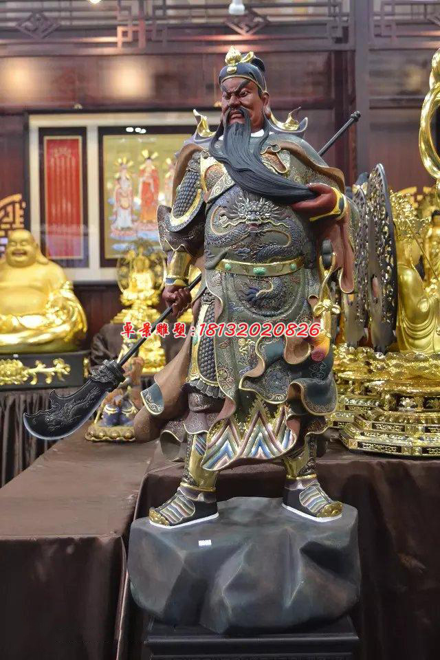 玻璃鋼關(guān)公雕塑，玻璃鋼人物雕塑