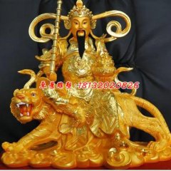 玻璃鋼騎虎財(cái)神，玻璃鋼貼金神仙雕塑