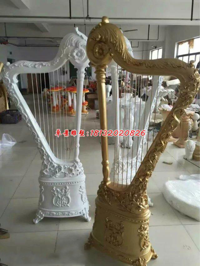 玻璃鋼豎琴雕塑，玻璃鋼仿真雕塑