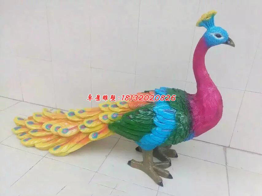 玻璃鋼孔雀雕塑，彩繪孔雀雕塑