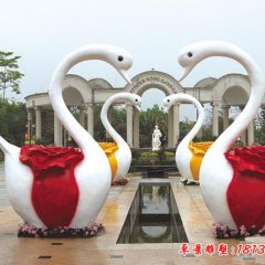 玻璃鋼天鵝雕塑，愛(ài)心鵝雕塑
