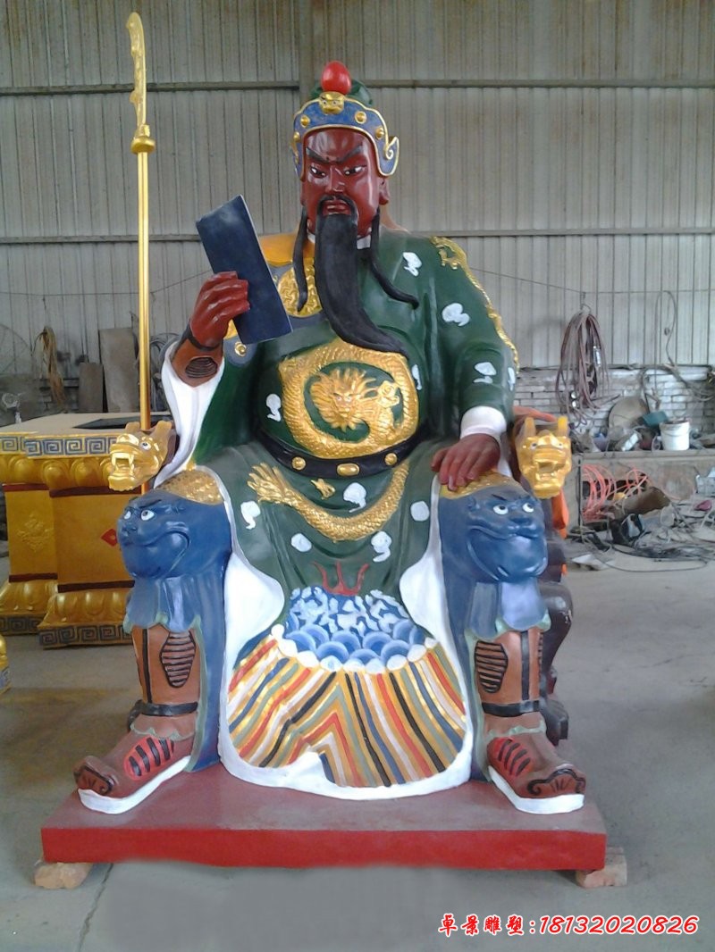 關(guān)公讀春秋雕塑，玻璃鋼關(guān)公雕塑