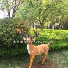 玻璃鋼梅花鹿雕塑，公園動(dòng)物雕塑
