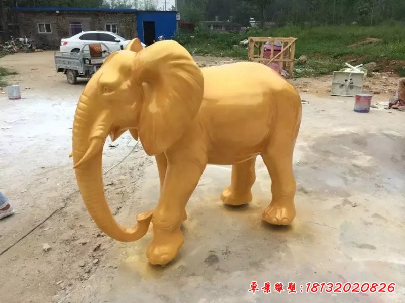 玻璃鋼大象雕塑，玻璃鋼噴漆大象雕塑