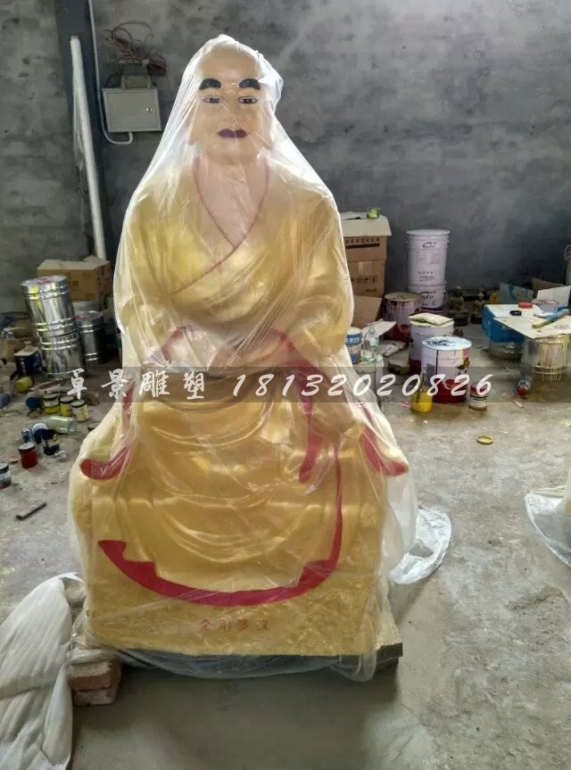 十八羅漢雕塑，玻璃鋼貼金佛像