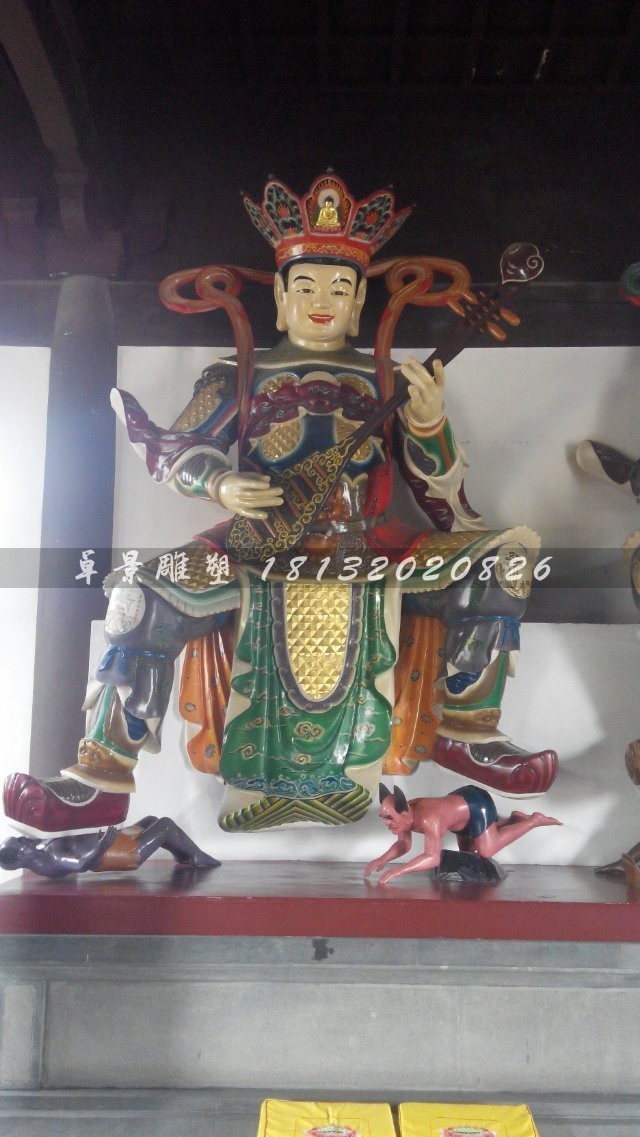 玻璃鋼四大金剛雕塑，彩繪神仙雕塑