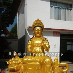 玻璃鋼文殊菩薩雕塑，鎏金佛像雕塑
