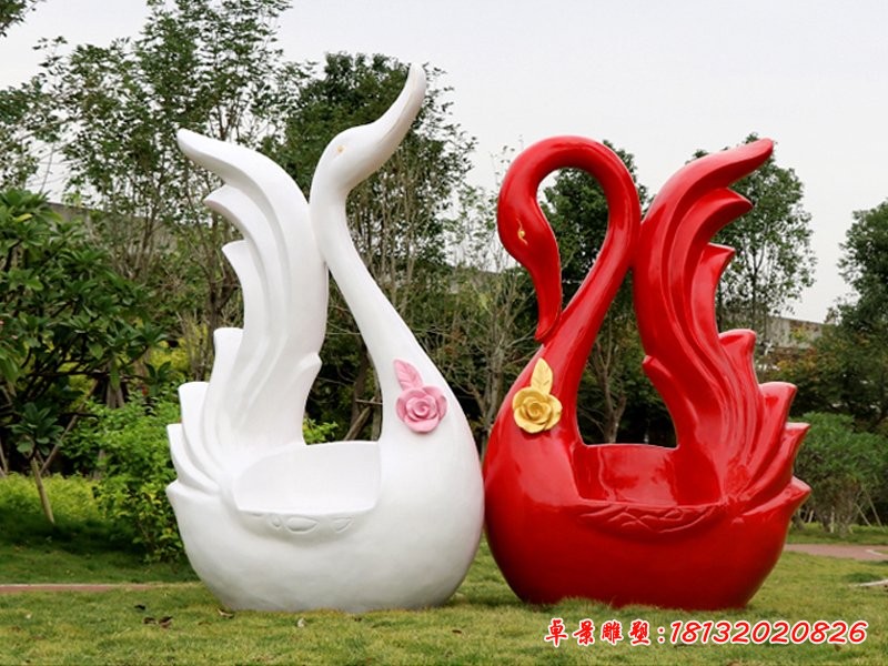 天鵝雕塑，公園玻璃鋼動物雕塑