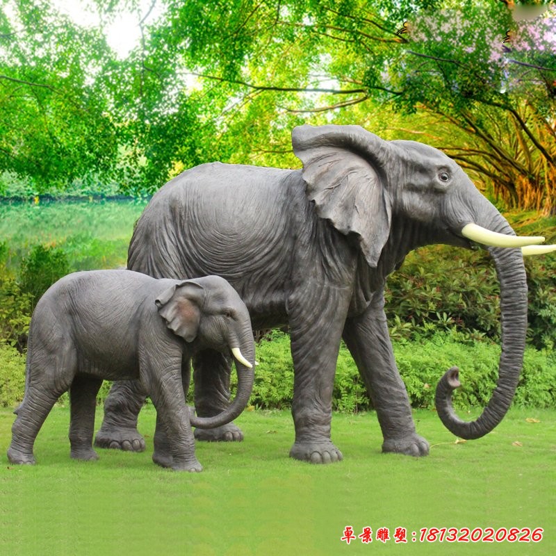 大象雕塑，玻璃鋼仿真動物雕塑