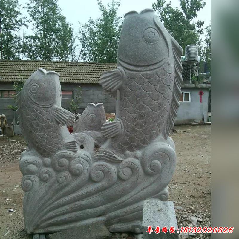 石雕魚，公園噴泉魚動(dòng)物雕塑 (3)