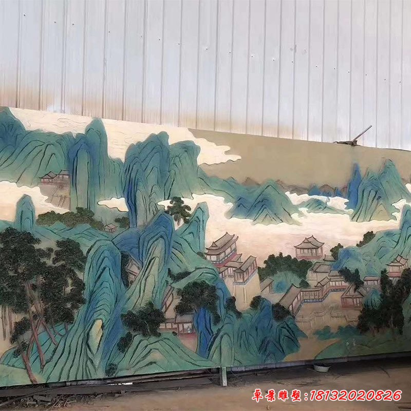 玻璃鋼彩繪山水畫(huà)浮雕